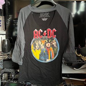 Large Women's ACDC Keyhole Quarter Sleeve Raglan Shirt